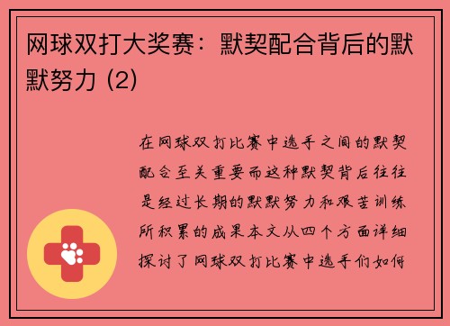 网球双打大奖赛：默契配合背后的默默努力 (2)